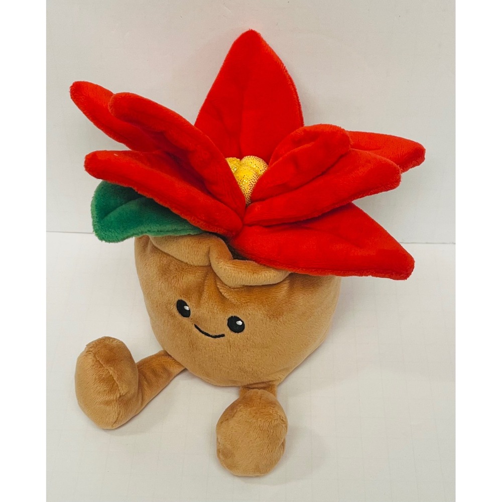Gigglescape Target Poinsettia Plush Red Christmas Flower Stuffed Plant 7 inch
